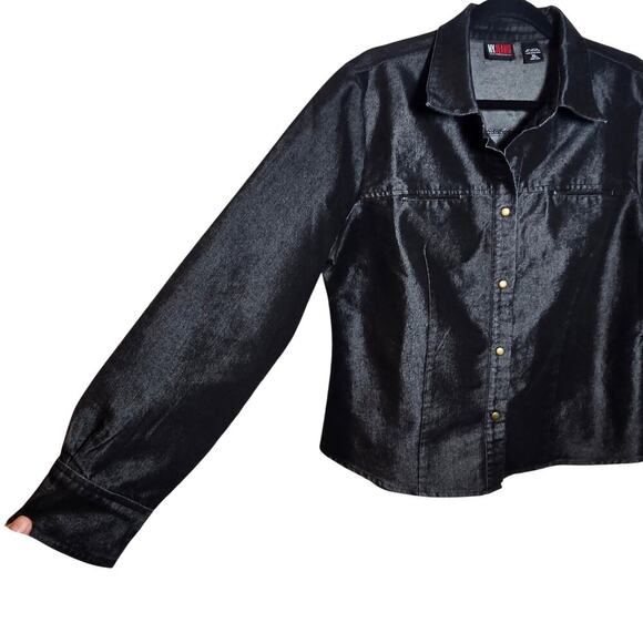 Vintage NY Jeans New York & Company Black Iridescent Jacket Shacket Women's XL - Picture 4 of 10